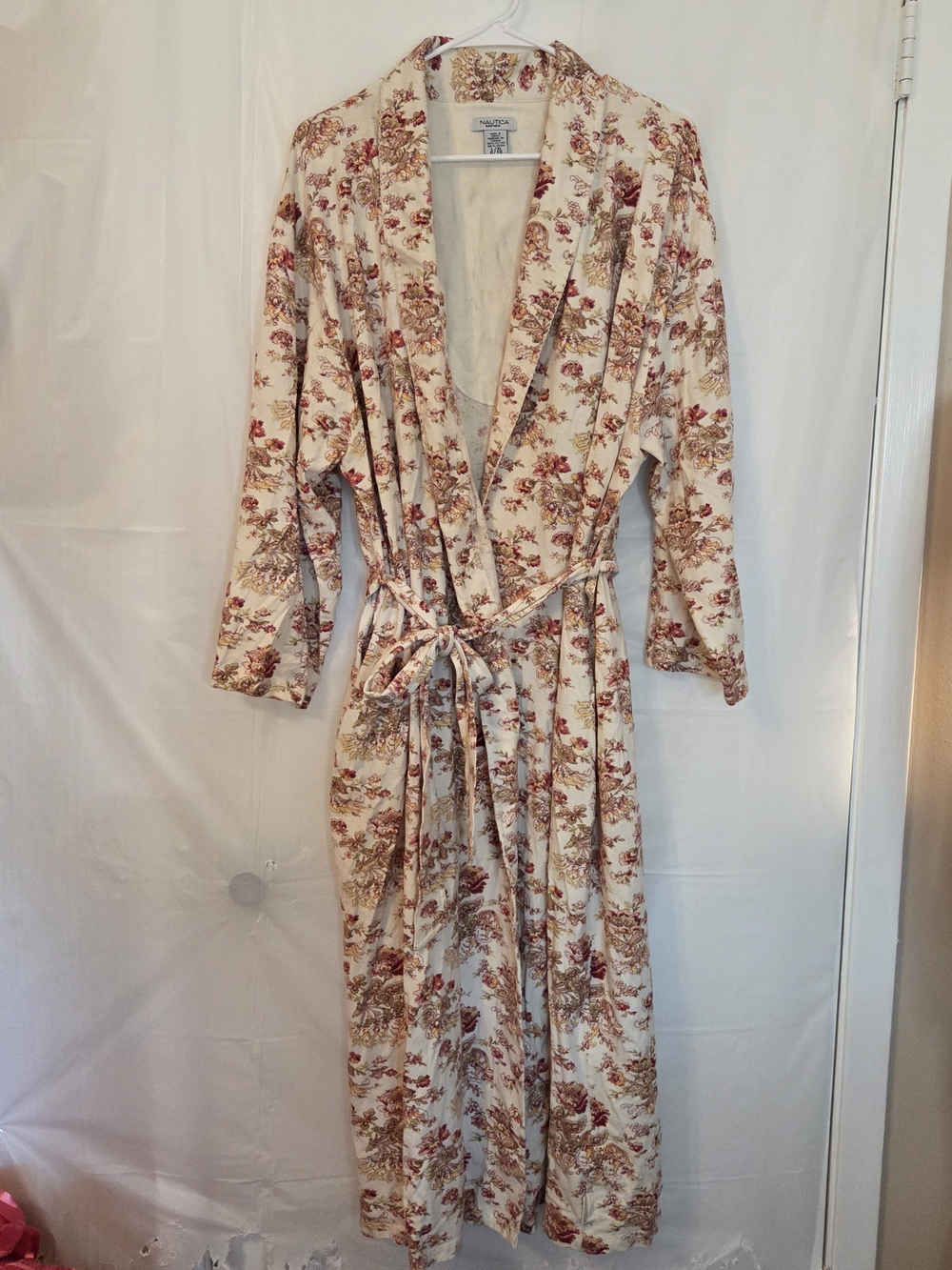 Nautica Cream Robe with Pink & Brown Floral Print